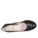 Woman's platform pump in black leather with heel 11 - Available sizes:  31, 32, 35