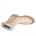 Stivaletto da donna in pelle nude con cerniera e fodera in pelliccia tacco 4 - Misure disponibili: 32