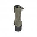 Bottines pour femmes avec lacets et fermeture éclair en daim vert talon 4 - Pointures disponibles:  32, 44