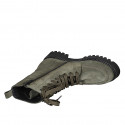 Botin para mujer con cordones y cremallera en gamuza verde tacon 4 - Tallas disponibles:  32, 44