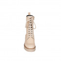 Bottines à lacets pour femmes en cuir beige avec fermeture éclair talon 4 - Pointures disponibles:  32, 33, 34, 43
