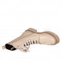 Woman's laced ankle boot in beige leather with zipper heel 4 - Available sizes:  32, 33, 34, 43