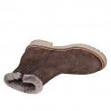 Bottines pour femmes avec fermeture éclair et doublure en fourrure en daim marron talon 4 - Pointures disponibles:  42