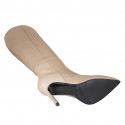 Bottes à bout pointu pour femmes en cuir beige avec fermeture éclair talon 10 - Pointures disponibles:  33, 34, 42