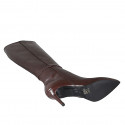 Bottes à bout pointu pour femmes en cuir marron avec fermeture éclair talon 7 - Pointures disponibles:  32, 33