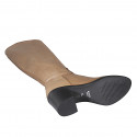 Bota para mujer en piel beis con cremallera tacon 6 - Tallas disponibles:  32
