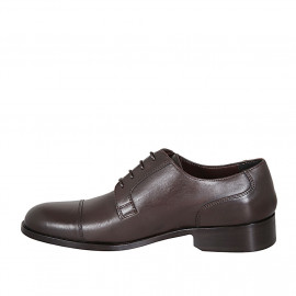 Scarpa elegante stringata derby con puntale da uomo in pelle marrone - Misure disponibili: 37, 47, 49, 50, 51 2