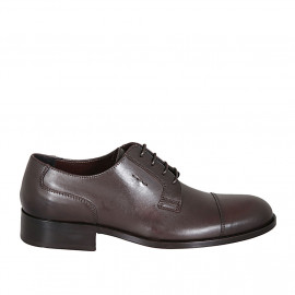 Scarpa elegante stringata derby con puntale da uomo in pelle marrone - Misure disponibili: 37, 47, 49, 50, 51