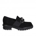 Woman's mocassin with chain and elastic band in black suede heel 4 - Available sizes:  33, 45