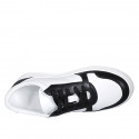 Woman's laced shoe with removable insole in white and black leather wedge heel 3 - Available sizes:  44