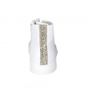 Scarpa stringata con cerniera e plantare estraibile in pelle bianca e glitterata platino zeppa 3 - Misure disponibili: 42, 47