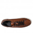 Chaussure sportif à lacets pour hommes en cuir cognac - Pointures disponibles:  46, 47, 51, 52