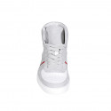 Men's sports shoe with laces in grey suede and white and red leather - Available sizes:  46, 49, 50, 51, 52
