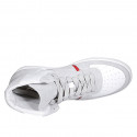Chaussure à lacets sportif pour hommes en daim gris et cuir blanc et rouge - Pointures disponibles:  46, 49, 50, 51, 52