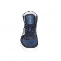 Zapato deportivo para hombre con cordones en gamuza azul y piel azul, gris y blanca - Tallas disponibles:  46, 47, 49, 50, 51, 52