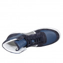 Men's sports shoe with laces in blue suede and blue, grey and white leather - Available sizes:  46, 47, 49, 50, 51, 52