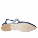 Woman's pointy open shoe with straps in blue and light blue suede heel 1 - Available sizes:  35