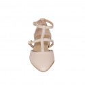 Chaussure ouverte à bout pointu pour femmes avec courroies en cuir nude talon 1 - Pointures disponibles:  32