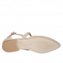 Chaussure ouverte à bout pointu pour femmes avec courroies en cuir nude talon 1 - Pointures disponibles:  32