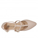 Woman's pointy open shoe with straps in nude leather heel 1 - Available sizes:  32