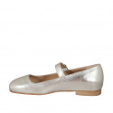 Woman's Mary Jane with squared tip and strap in platinum laminated leather heel 1 - Available sizes:  45