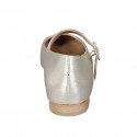 Woman's Mary Jane with squared tip and strap in platinum laminated leather heel 1 - Available sizes:  45