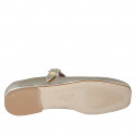 Mary Jane da donna con punta squadrata e cinturino in pelle laminata platino tacco 1 - Misure disponibili: 45