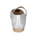Woman's Mary Jane with squared tip and strap in silver laminated leather heel 1 - Available sizes:  35, 45