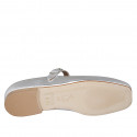 Mary Jane da donna con punta squadrata e cinturino in pelle laminata argento tacco 1 - Misure disponibili: 35, 45