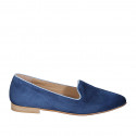 Woman's mocassin in blue and light blue suede heel 1 - Available sizes:  33