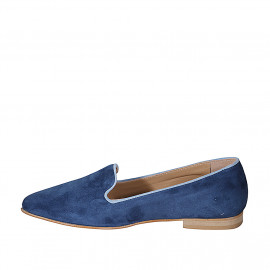 Woman's mocassin in blue and light blue suede heel 1 - Available sizes:  33 2