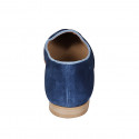 Mocassino da donna in camoscio blu con bordini azzurri tacco 1 - Misure disponibili: 33