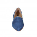 Mocassin pour femmes en daim bleu et bleu clair talon 1 - Pointures disponibles:  33
