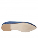 Mocassino da donna in camoscio blu con bordini azzurri tacco 1 - Misure disponibili: 33