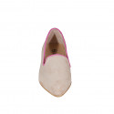 Mocassin pour femmes en daim beige et fuchsia talon 1 - Pointures disponibles:  44