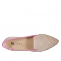 Woman's mocassin in beige and fuchsia suede heel 1 - Available sizes:  44