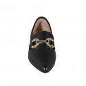 Mocassino a punta da donna con accessorio in pelle nera tacco 1 - Misure disponibili: 32, 35