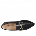 Mocassin à bout pointu pour femmes en cuir noir avec accessoire talon 1 - Pointures disponibles:  32, 35