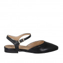 Zapato destalonado para mujer en piel negra con cinturon tacon 1 - Tallas disponibles:  35