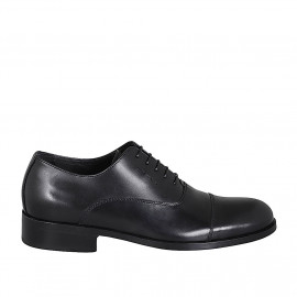 Chaussure richelieu à lacets pour hommes en cuir noir avec bout droit - Pointures disponibles:  36, 37, 48, 49, 50, 51