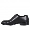 Zapato Oxford para hombre en piel negra con cordones y puntera - Tallas disponibles:  36, 37, 48, 49, 50, 51