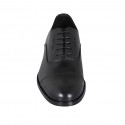 Men's laced Oxford shoe in black leather with captoe - Available sizes:  36, 37, 48, 49, 50, 51