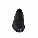 Men's laced derby shoe in black leather with Brogue pattern - Available sizes:  36, 37, 38, 46, 48, 51, 52
