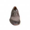 Men's laced derby shoe with Brogue decorations in taupe velour suede - Available sizes:  46, 48, 50, 51, 52