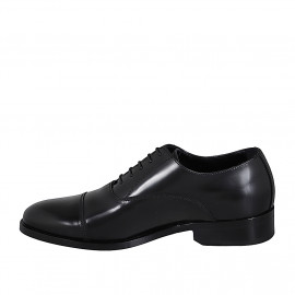 Chaussure richelieu avec lacets et bout droit en cuir brossé noir pour hommes - Pointures disponibles:  36, 37, 48, 49, 50, 51, 52 2