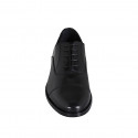 Men's laced Oxford shoe in black brush-off leather with captoe - Available sizes:  36, 37, 48, 49, 50, 51, 52