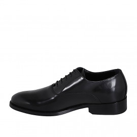 Chaussure richelieu élégante à lacets pour hommes en cuir brossé noir - Pointures disponibles:  37, 51, 52 2