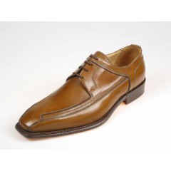 Men's elegant derby shoe with laces in cognac leather - Available sizes:  51