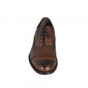 Scarpa Oxford stringata con puntale Brogue da uomo in pelle color cuoio - Misure disponibili: 36, 46, 49, 50, 51