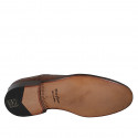 Scarpa Oxford stringata con puntale Brogue da uomo in pelle color cuoio - Misure disponibili: 36, 46, 49, 50, 51